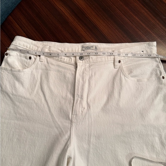 ABERCROMBIE and FITCH Jeans Women 34/18R 90s Straight High Rise Curve Love White - Picture 5 of 10